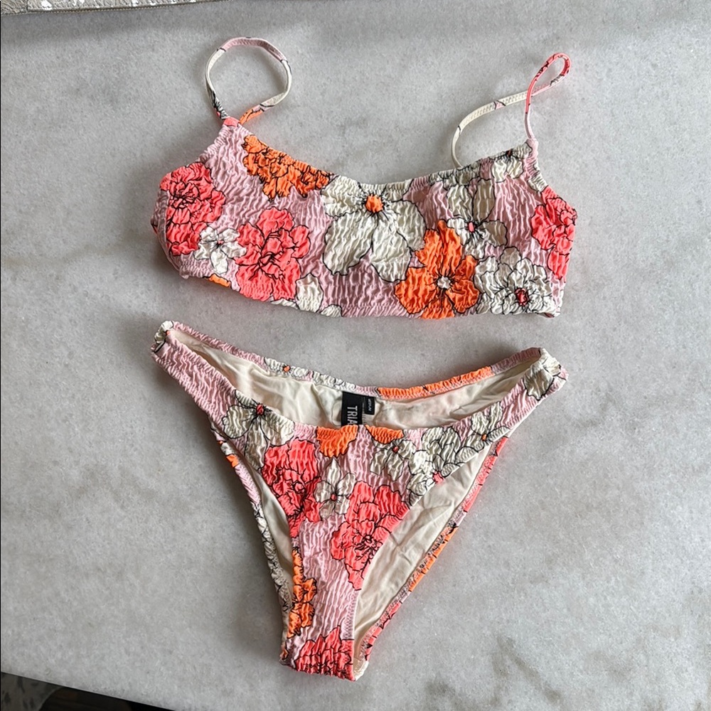 Floral Bikini Set in Pink and Orange